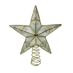 Capiz Shell Gold Star Christmas Tree Topper with Gold Filigree Decoration VTG